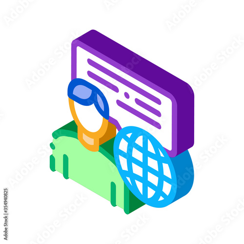 travel company representative icon vector. isometric travel company representative sign. color isolated symbol illustration