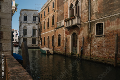 Boats on the canal of Venice, Italy. © ulu_bird