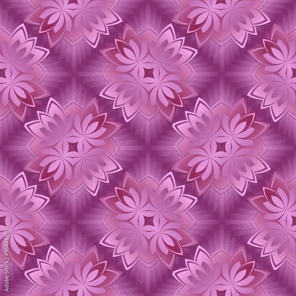 Fototapeta premium Seamless background with a circular pattern.. Purple texture for graphic design. Various elements.