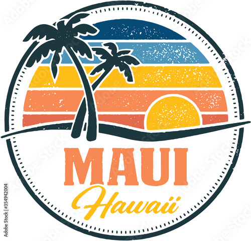 Maui Hawaii USA Vintage Travel Stamp