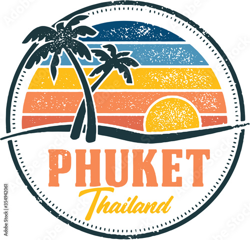 Phuket Thailand Vintage Tropical Vacation Stamp