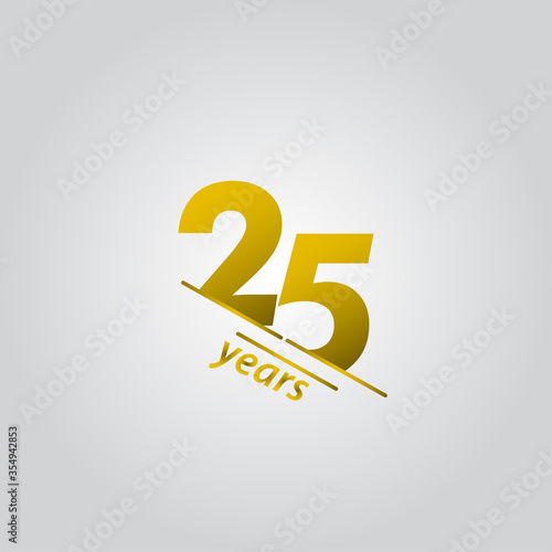 25 Years Anniversary Celebration Gold Line Vector Template Design Illustration