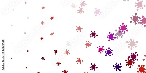 Light pink, red vector background with covid-19 symbols.