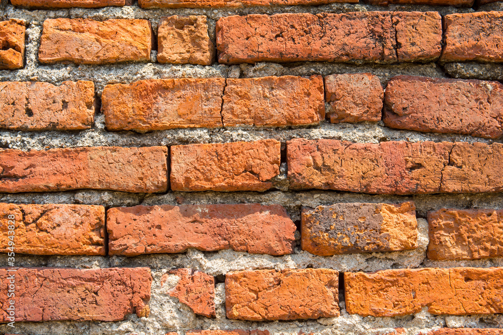 Closed up red brick wall Closed up red brick wall