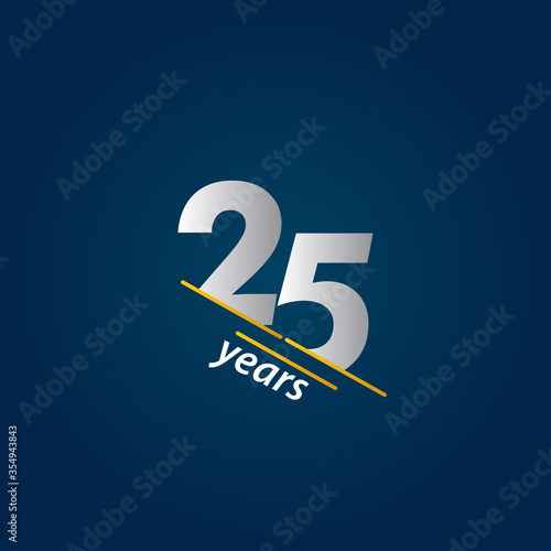 25 Years Anniversary Celebration Blue and White Vector Template Design Illustration
