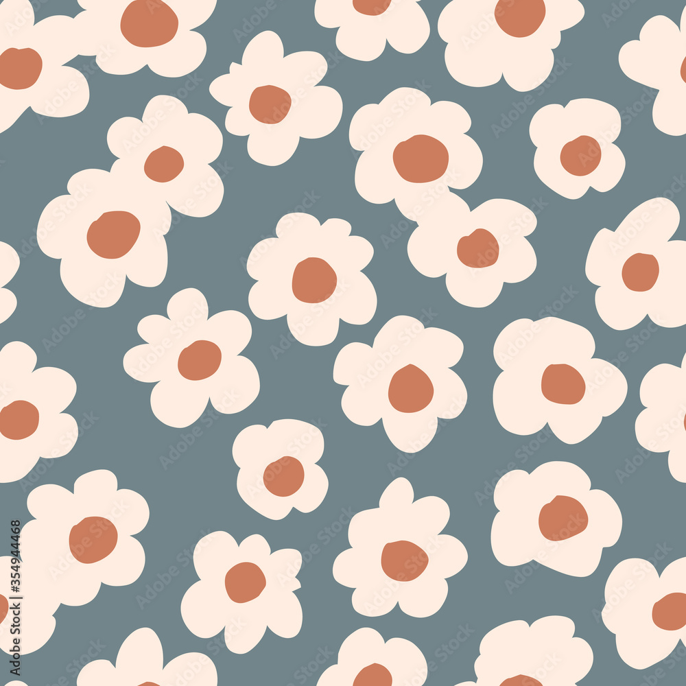 Seamless background gender neutral baby floral pattern. Simple whimsical  minimal earthy 2 tone color. Kids nursery wallpaper or boho fashion all  over print. Stock Vector | Adobe Stock