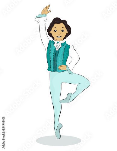Vector illustration of a male ballet dancer in passe position