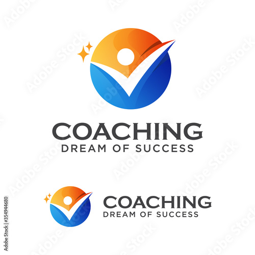 Coach success logo design, coaching Dream of success logo design vector template