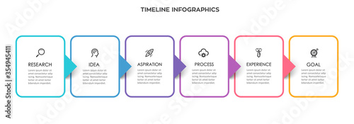Vector Infographic arrow design with 6 options or steps. Infographics for business concept. Can be used for presentations banner, workflow layout, process diagram, flow chart, info graph