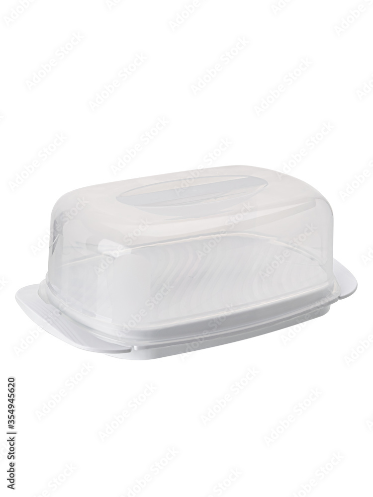 transparent plastic container with a white lid transparent plastic container with a white lid