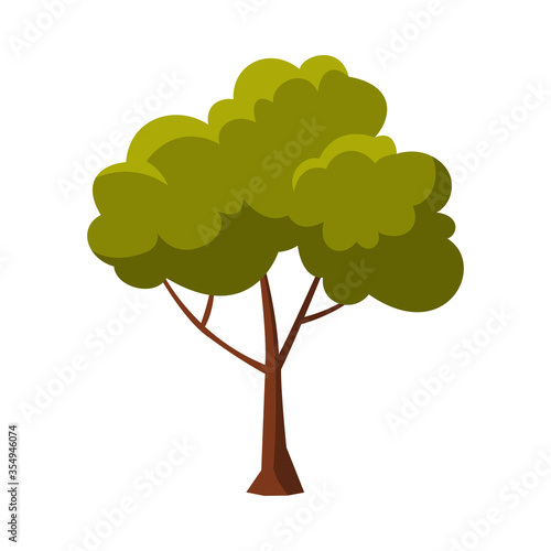 Green Tree  Summer Landscape Design Flat Style Vector Illustration on White Background
