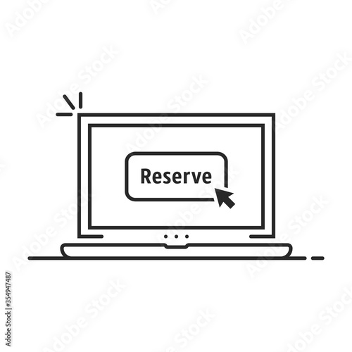 black linear laptop with book now