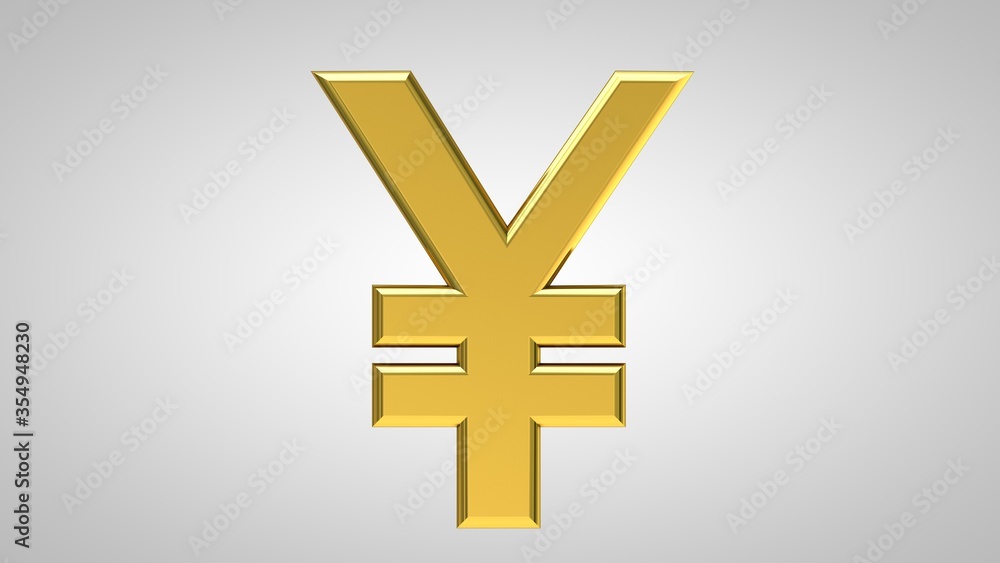 Obraz premium volumetric golden symbol of the Chinese yen