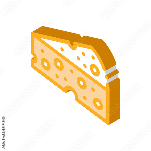 piece of hard cheese icon vector. isometric piece of hard cheese sign. color isolated symbol illustration