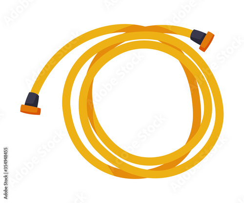 Orange Garden Hose, Agriculture Work Equipment, Garden Tool Flat Style Vector Illustration on White Background