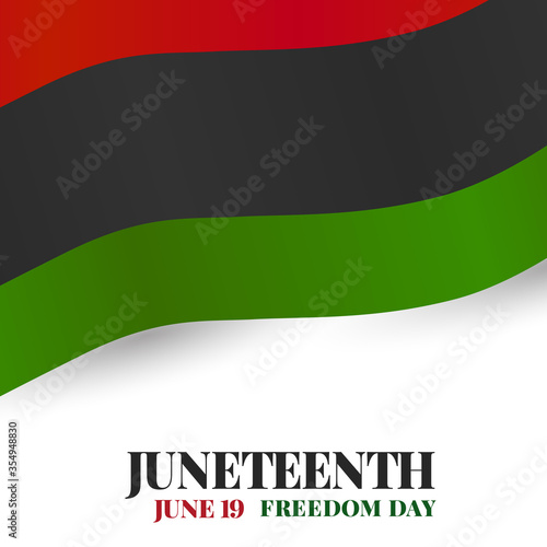 Juneteenth Freedom Day. 19 June African American Emancipation Day. Annual American holiday. Black, red, and green banner background with lettering. Vector illustration.