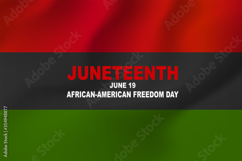Juneteenth Freedom Day. 19 June African American Emancipation Day. Annual American holiday. Black, red, and green banner background with lettering. Vector illustration.