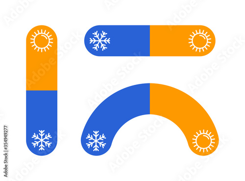 Climate control - temperature scale indicator in three variations - for heating, cooling and measuring device - vector element