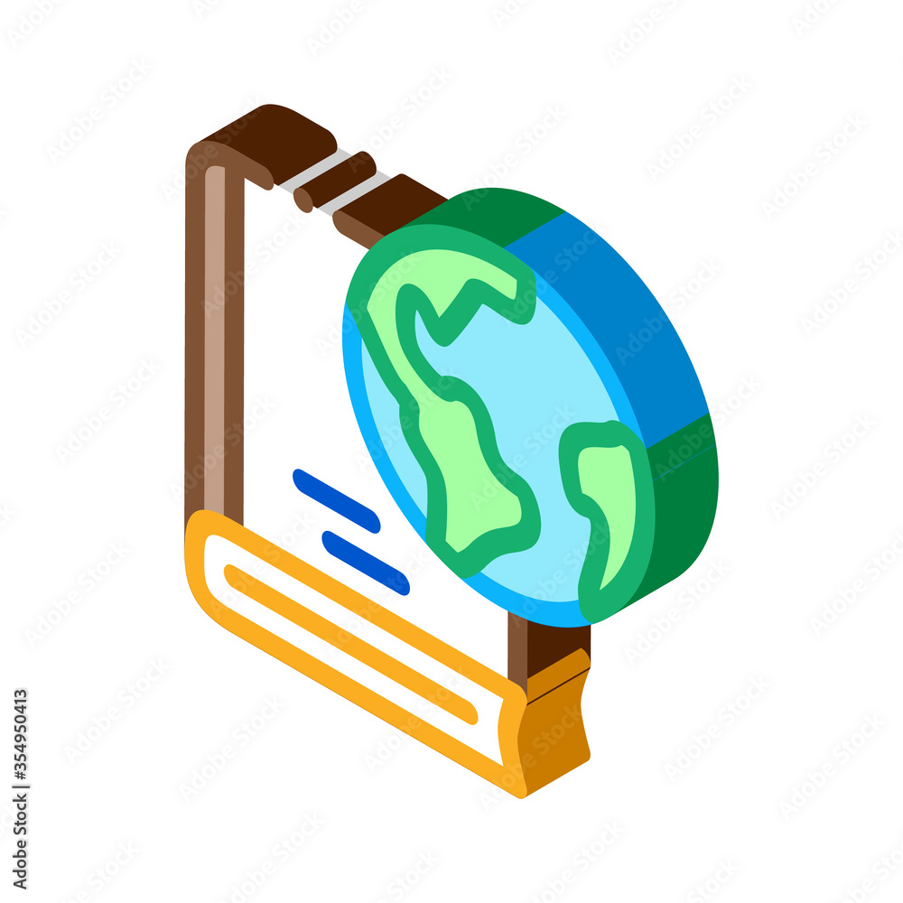 history of geography science icon vector. isometric history of geography science sign. color