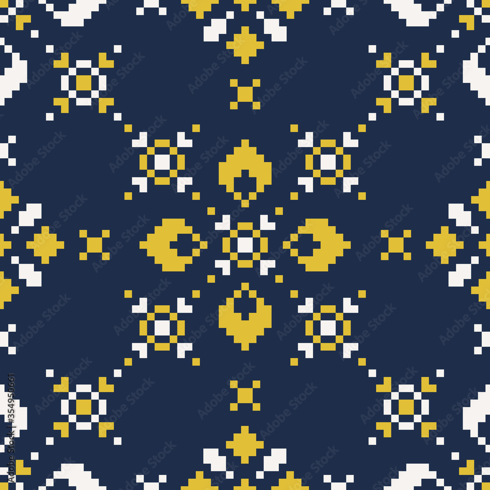 Seamless lace pattern with folkloric floral ornament in scandinavian retro style. Stock illustration for background, wallpaper, textile, scrapbooking, wrapping paper. Seamless lace pattern with folkloric floral ornament in scandinavian retro style. Stock illustration for background, wallpaper, textile, scrapbooking, wrapping paper.
