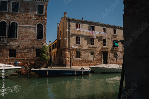 Empty street of Cannaregio district in Venice, Italy. photo