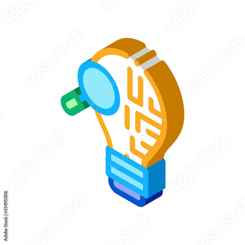 brain savvy research icon vector. isometric brain savvy research sign. color isolated symbol illustration