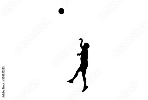 Silhouette men jumping. Player sport basketball.