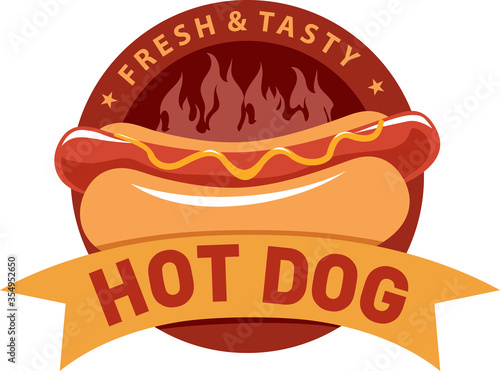 vector logo hot dog for fast food