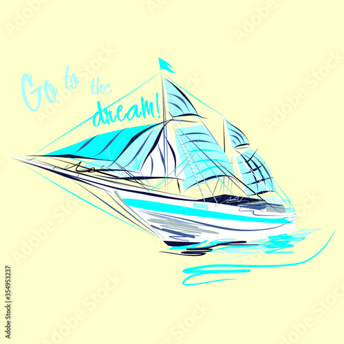 Graphic yacht vector charatcer illustration
