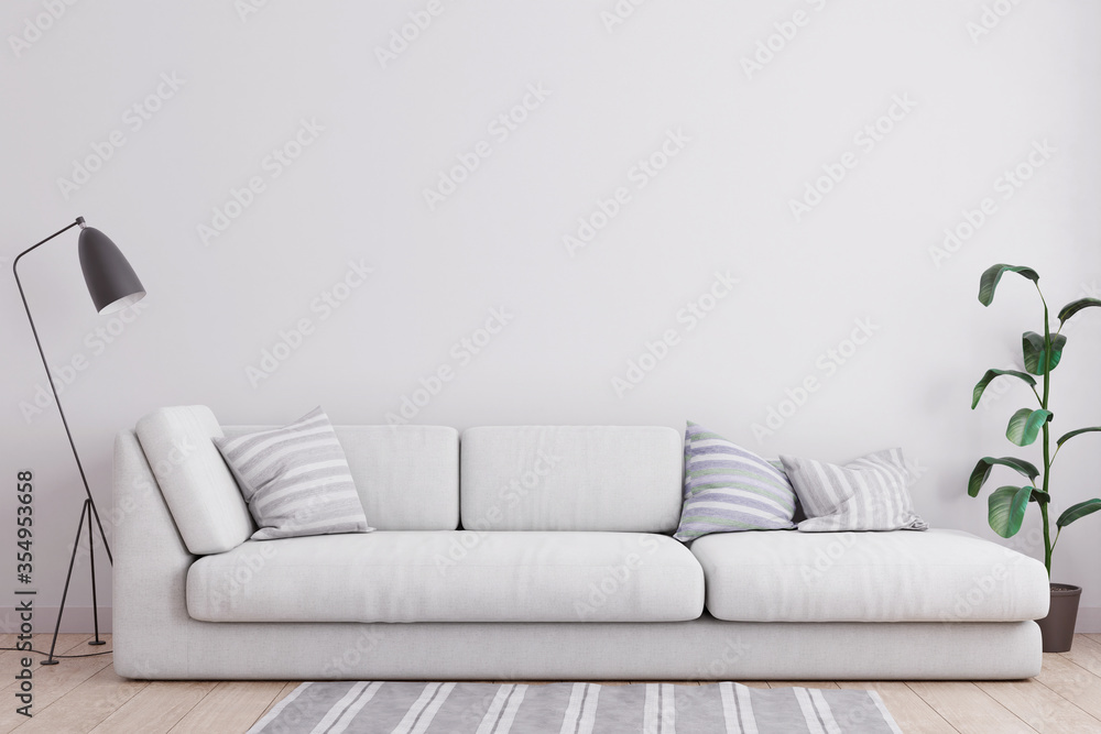 Mockup poster in modern living room interior background, 3D illustration. 3D render.