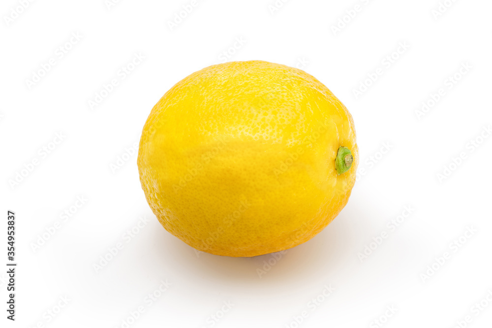 Fresh lemon with drop shadow on white background. Commercial image of citrus fruits in isolated with clipping path.