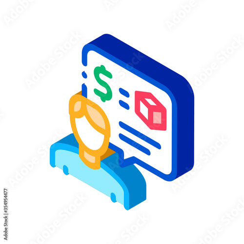 pawnshop representative employee icon vector. isometric pawnshop representative employee sign. color isolated symbol illustration