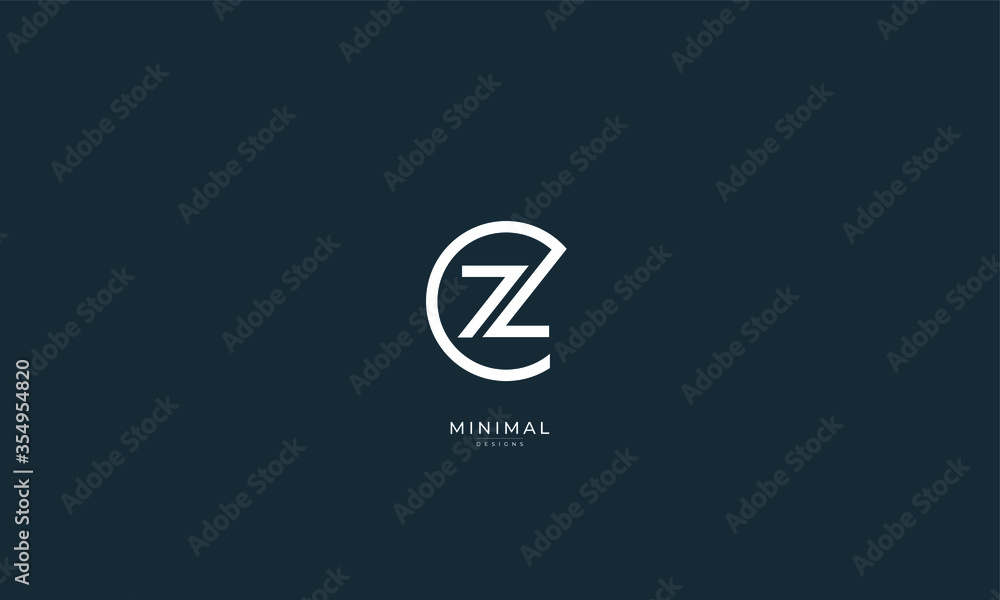 Alphabet letter icon logo CZ or ZC - obrazy, fototapety, plakaty 