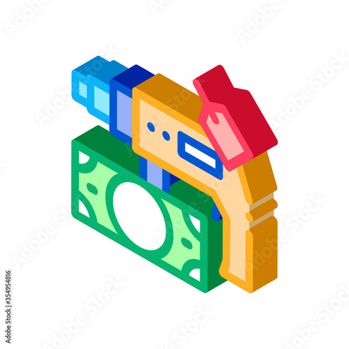 drill tool to pawnshop for money icon vector. isometric drill tool to pawnshop for money sign. color isolated symbol illustration