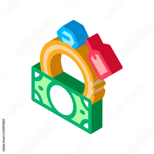 delivery of precious ring to pawnshop icon vector. isometric delivery of precious ring to pawnshop sign. color isolated symbol illustration