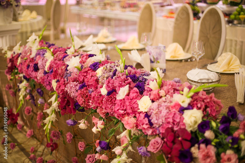 beautiful flower decoration for special event in restaurant