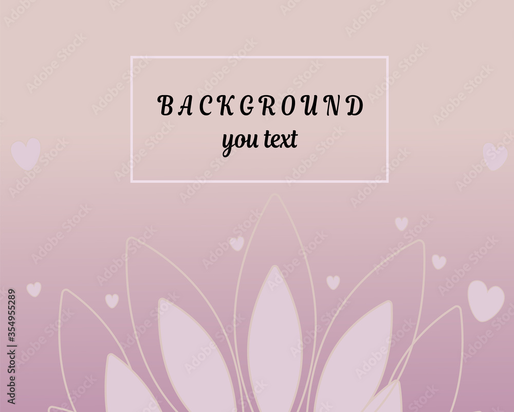 Banner with a place under the text with the image of Lotus flowers and hearts with a gradient in pink shades. Vector background with plant for websites, Ayurvedic products, massage, Indian spas
