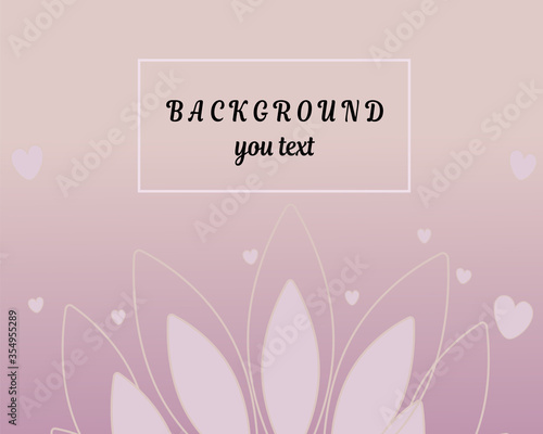 Banner with a place under the text with the image of Lotus flowers and hearts with a gradient in pink shades. Vector background with plant for websites, Ayurvedic products, massage, Indian spas