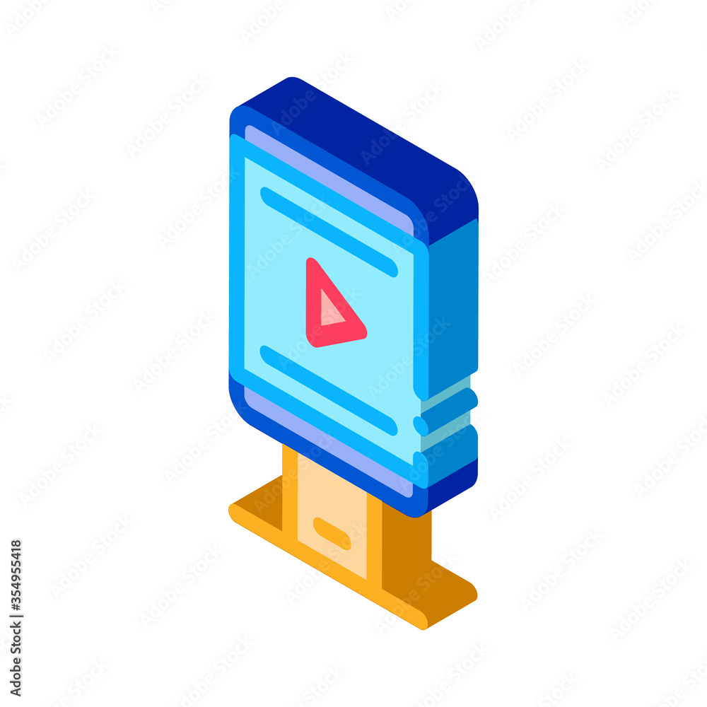 video advertising on phone icon vector. isometric video advertising on phone sign. color isolated symbol illustration video advertising on phone icon vector. isometric video advertising on phone sign. color isolated symbol illustration