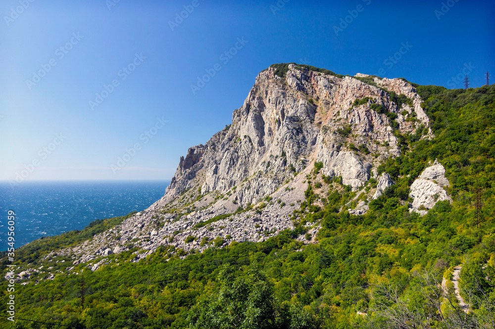 Cliff and sea. Black sea coast of Crimea.