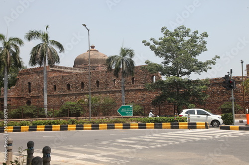 Opposite fort, Purana Qila, Hindustani for Old Fort also formerly called Shergarh & Sher Fort is one of the oldest forts in Delhi, India photo