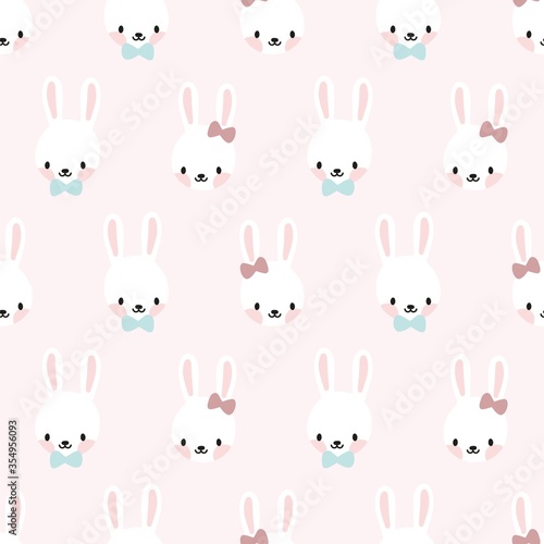 Seamless pattern with bunny heads