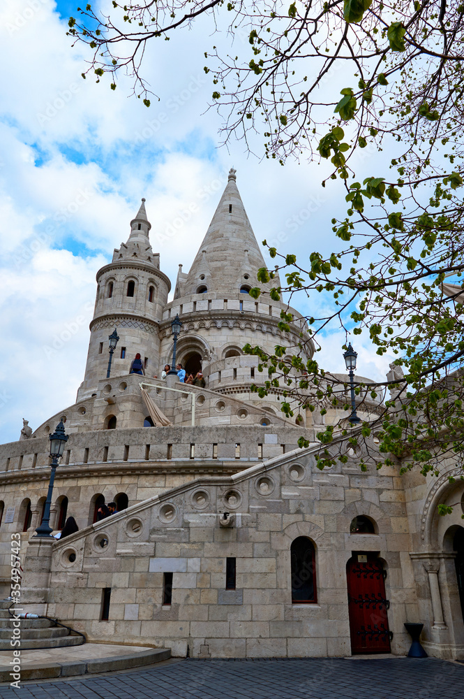 Fragment of Fisherman's Bastion in the Buda castle, Budapest