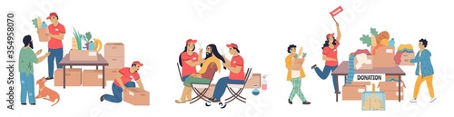Homeless donation set, vector flat isolated illustration