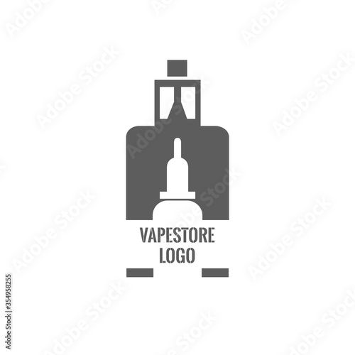 Vape store logo template design. E-cigarette and e-liquid bottle stamp or T-shirt print.