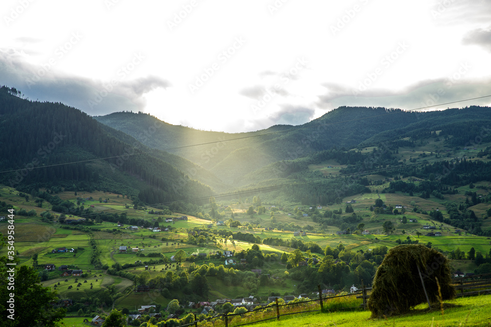 Sunset in the Carpathians. The Carpathians are a beautiful country of mountains. Carpathians are located in Ukraine. In the Carpathians, beautiful nature and many good people.