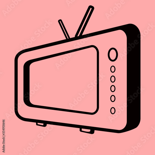 Tv Icon in trendy flat style.Television symbol for your web site design, logo, app, Vector Icon Illustration silhouette.