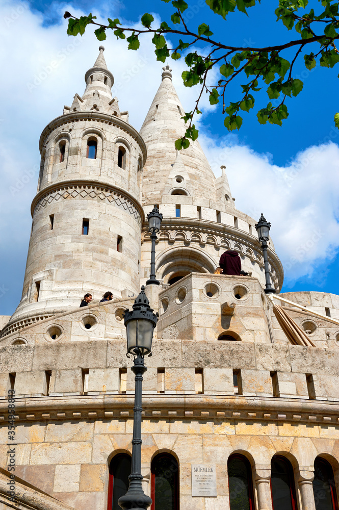 Fragmental view on Fisherman's Bastion in the Buda castle. Budapest, Hungary