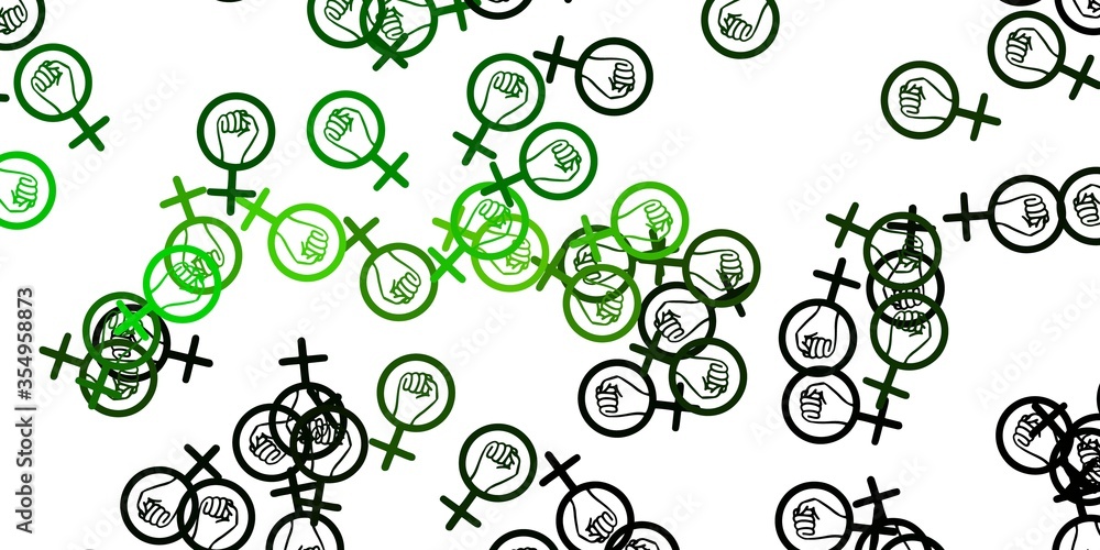 Light Green vector pattern with feminism elements. Light Green vector pattern with feminism elements.