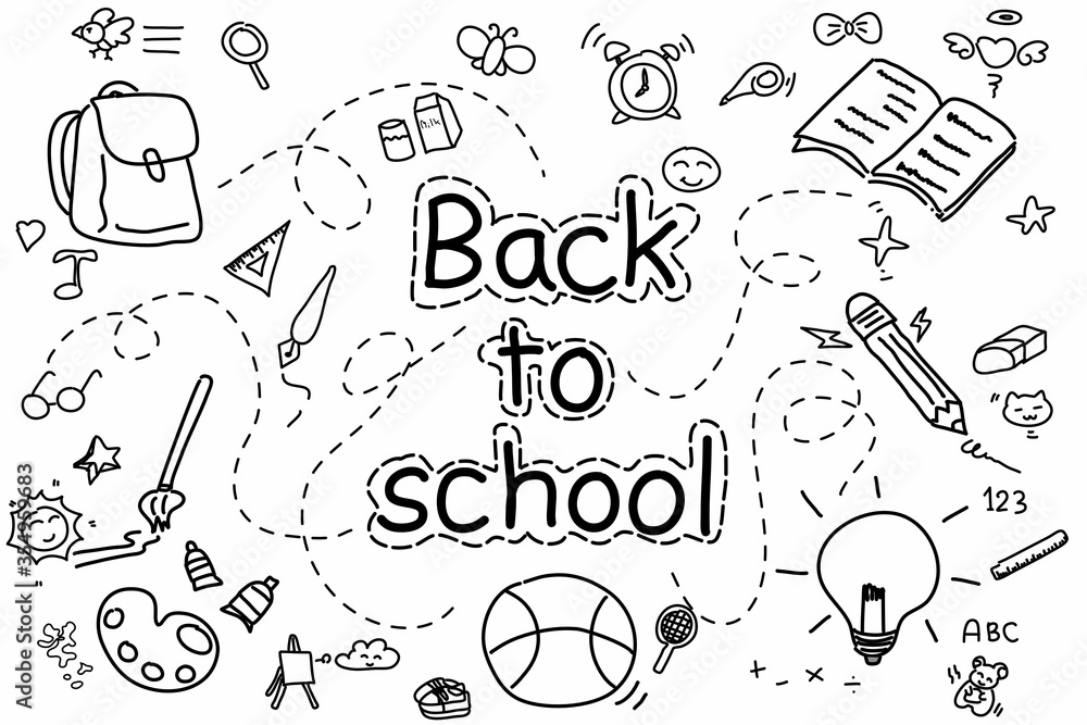 Back to School with doodle drawing vector. Back to School with doodle drawing vector.
